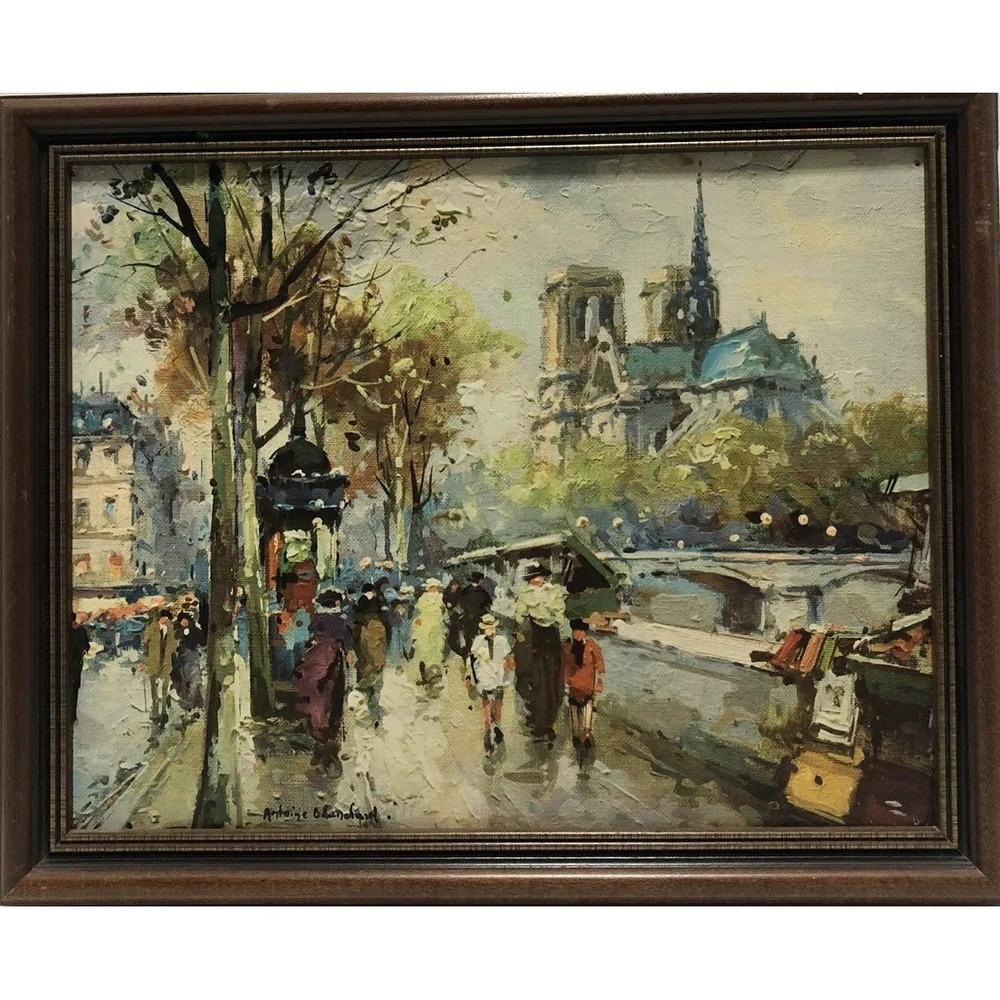 Antoine Blanchard 50s Notre Dame Street Print Reproduction Art 11" x‎ 14"